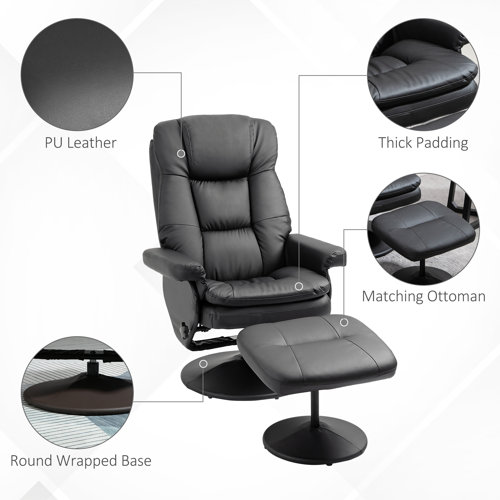 Latitude Run® 31.5" Wide Manual Swivel Ergonomic Recliner with Ottoman